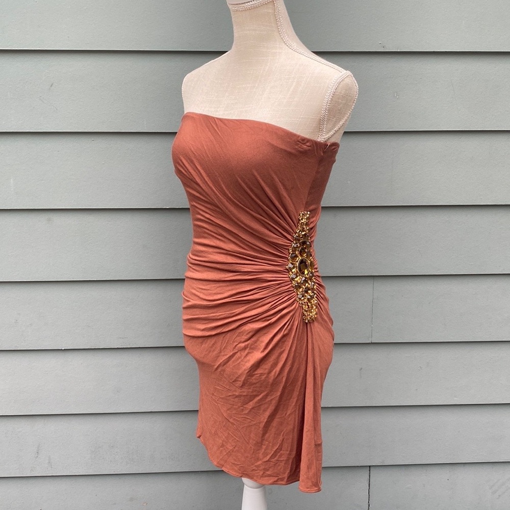 Sky brand rhinestone embellished strapless body con cocktail club dress - Picture 2 of 9